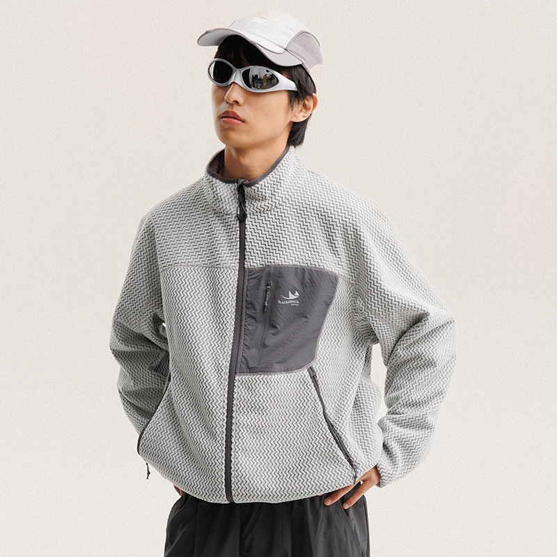 Outdoor Sport Jacket Men - Jaqueta de Fleece Polar com Listras