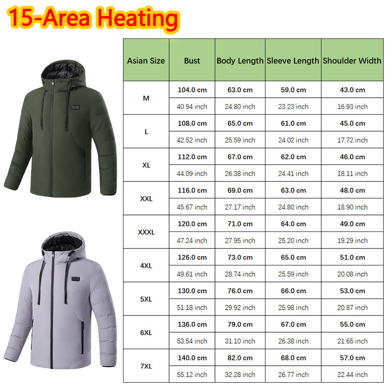 15 área aquecida jaqueta de in - Outdoor Sport Jacket Men avaliação e preço