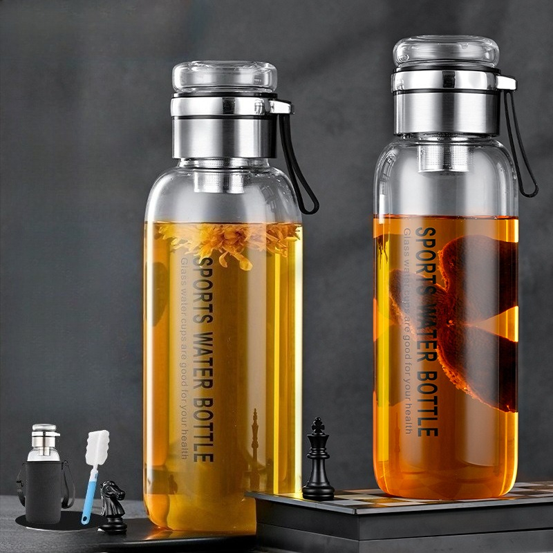Garrafa de água de vidro de 1. - Outdoor Sport Glass Water Bottle avaliação e preço